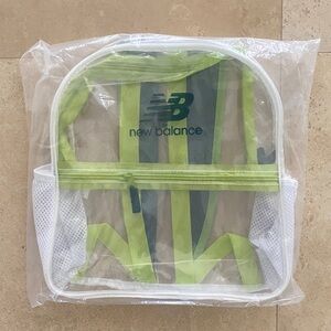 New Balance Clear Backpack with Lime Green Straps and White Trim